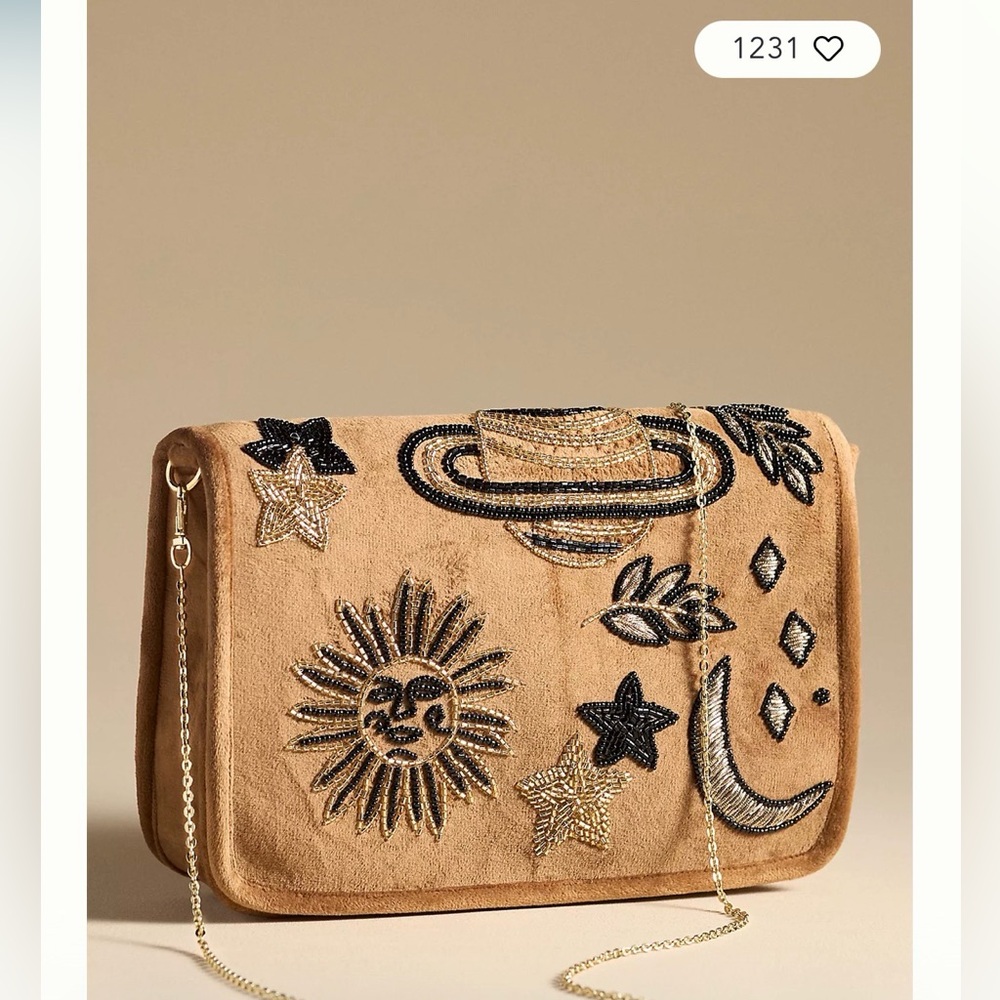 By Anthropologie Celestial Velvet Clutch